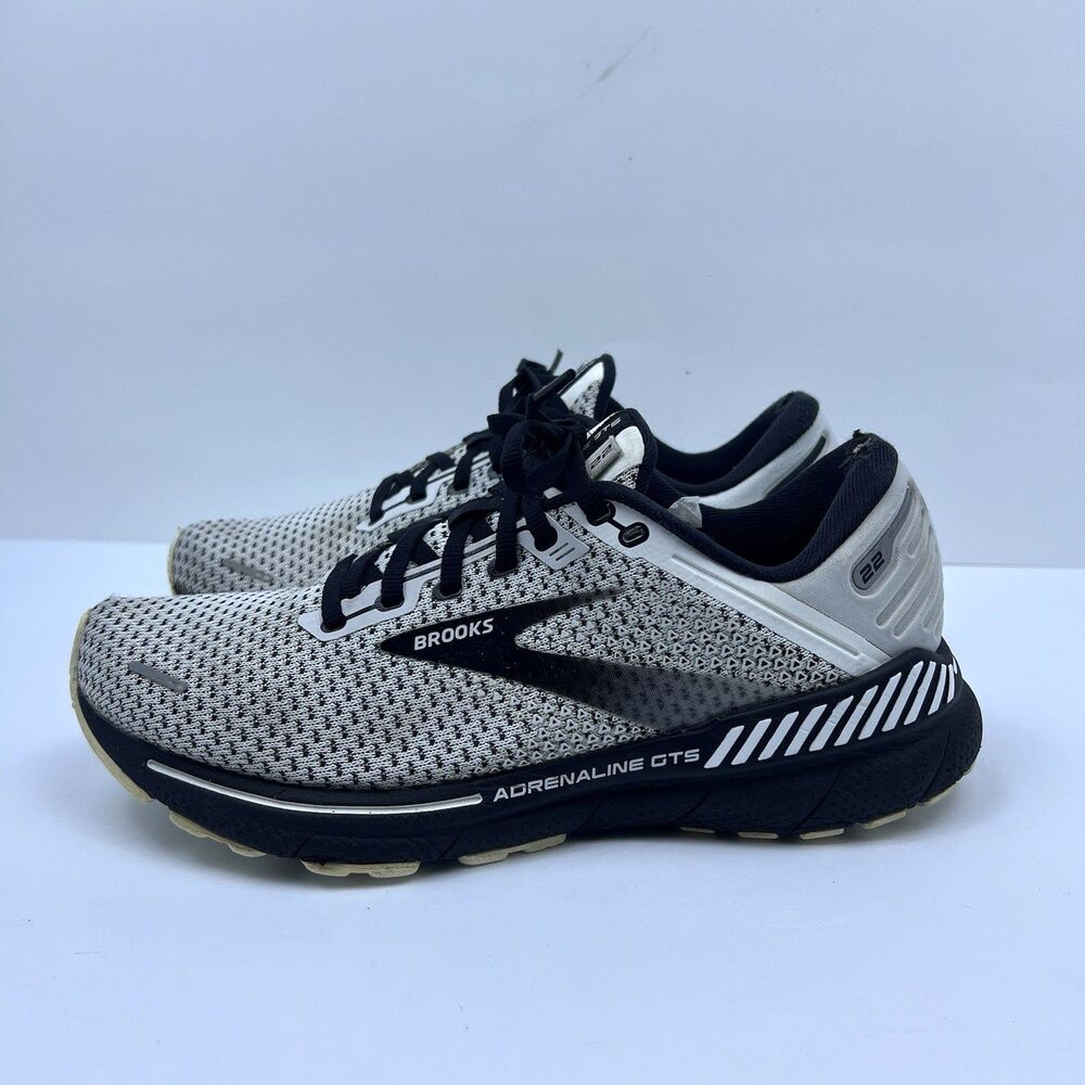 Brooks Adrenaline GTS 22 Running Shoes Sneakers Black White Lace Up Men's Size 9